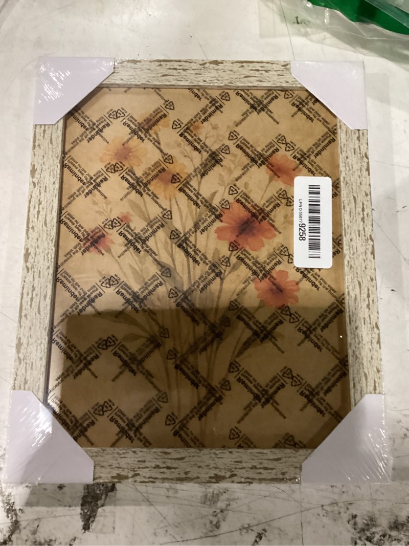 Condition photo showing New/Like New for puthiac 5x7 rustic picture frame, distressed wood-look finish, vintage art print included, farmhouse wall or tabletop decor for bedroom, living room, hallway or office, distressed white distressed white 5x7