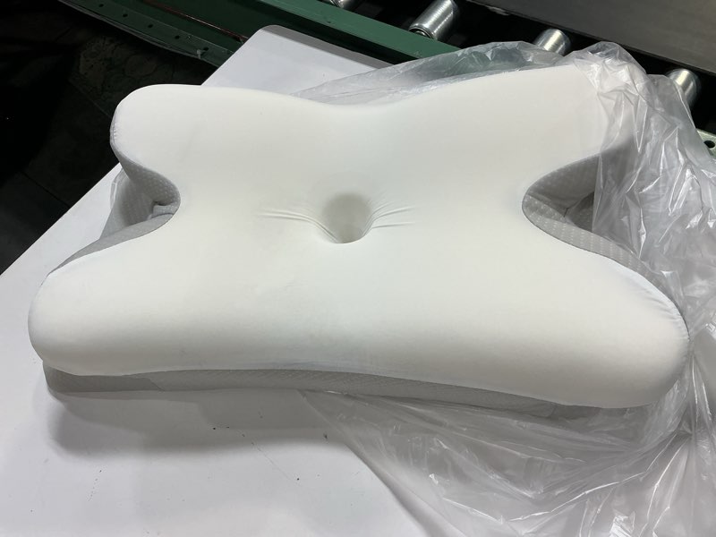 Condition photo showing As Is for Cozyplayer Effective Pain Relief Cervical Neck Pillow for Sleeping, Ergonomic Cooling Side Sleeper Pillow for Neck Support, Odorless Contour Memory Foam Pillows, Bed Pillow for Stomach Back Sleeper White Queen