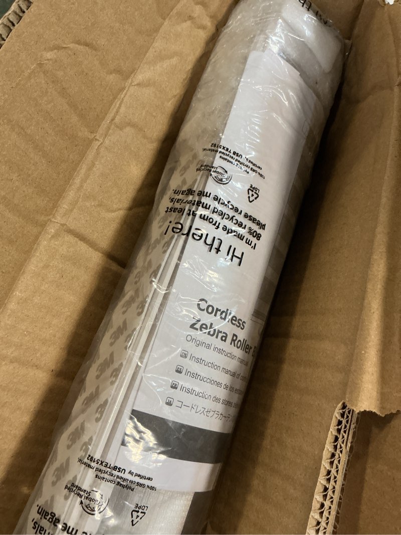 Condition photo showing Good Condition for LazBlinds Cordless French Door Blinds, No Drill Roll Up Zebra Blinds, Light Control Day and Night Sheer Shades for Front Patio Sidelight Glass, 29.8'' W x 78'' L, White White 29.8" W x 78" L(Fabric: 28" x 78" )