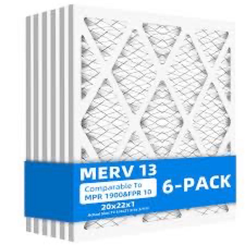 chenzhit (6 pack) 20x22x1 furnace air filters, mpr 1900 & fpr 10, merv 13 pleated air filter (actual