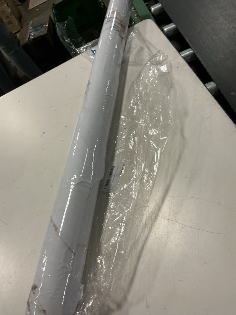 Condition photo showing As Is for white gold marble peel and stick wallpaper, 197x48 inch extra wide thick waterproof contact paper, pvc laminate vinyl wrap for countertops, kitchen backsplash and bedroom wall decor white gold 48" x 197"