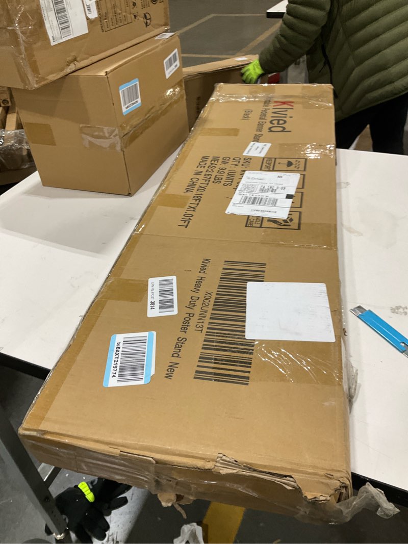 Condition photo showing Good Condition for Klvied Heavy Duty Poster Stand with Non-Slip Mat Base, Adjustable Pedestal Sign Stand Up to 78 inch, Double Side Floor Banner Stand for Board & Foam Display Black