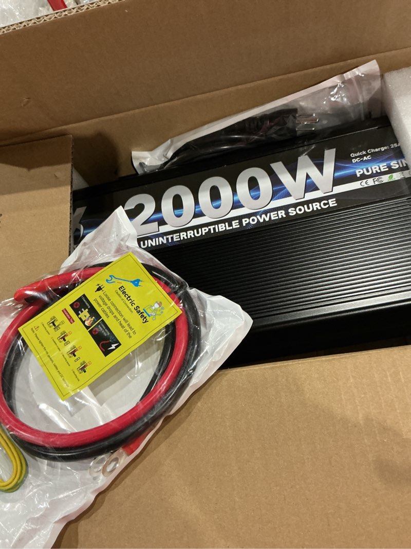 Condition photo showing Good Condition for 2000 watt sump pump backup battery system, automatic switchover to battery inverter power, professional backup system in case of power failure, pure sine wave output remote controller with lcd screen ups-2000