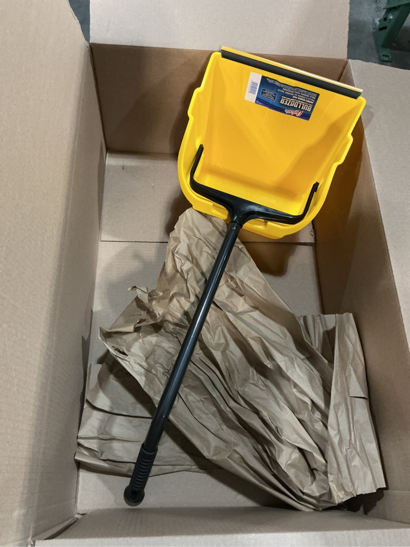 Condition photo showing Good Condition for quickie debris dustpan with handle, jumbo debris pan, trash collection for industrial/professional cleaning