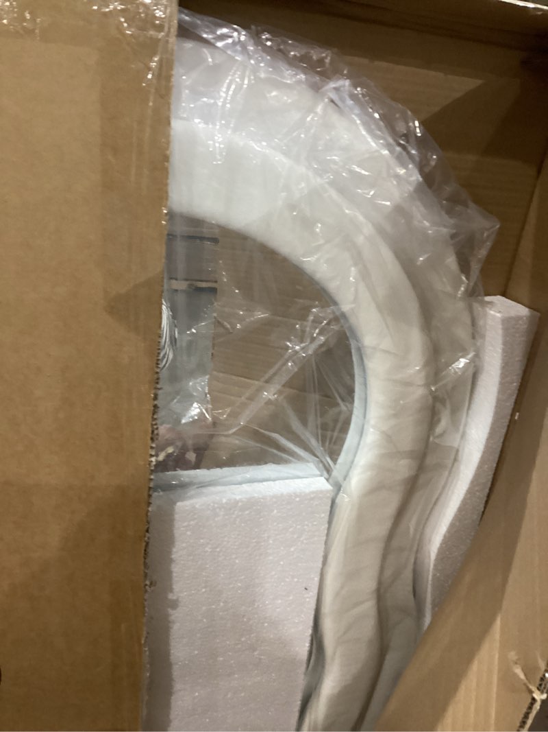 Condition photo showing New/Like New for dewfig full length mirror, 63" x 24"irregular wavy mirror, large floor length mirrors wall mounted, standing wavy mirrors with flannel wrapped wooden frame for bedroom/living room, white 63"l x 24"w wavy mirror - white