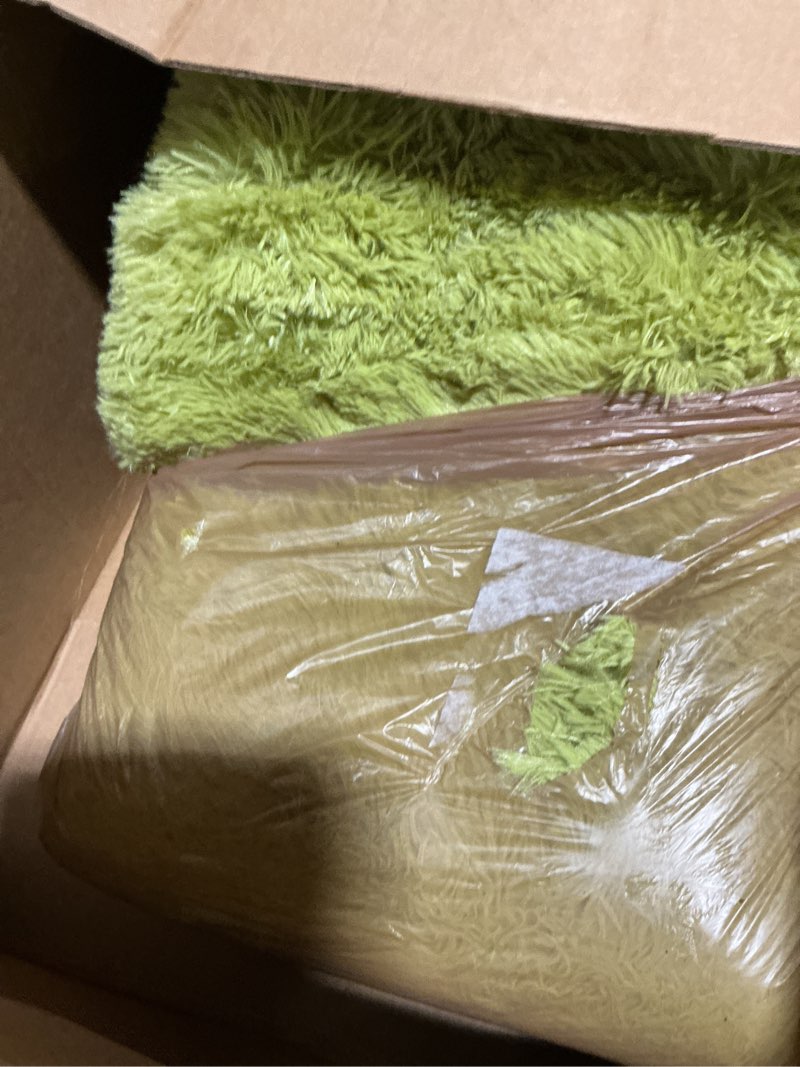 Condition photo showing Good Condition for FJZFING Grass Green Round Rug Ultra-Soft Plush Modern 6x6 Circle Area Rug for Kid's Bedroom, Fluffy Shag Circular Rug for Nursery Room, Cute Grass Green Carpet for Teen's Room 6x6 Feet Grass Green