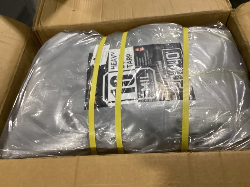 Condition photo showing Good Condition for 20x40 FT Tarp Waterproof, 16 Mil Tarps Heavy Duty Waterproof Multipurpose Protective Cover UV Resistant Rip & Tear Resistant with Grommets Reversible for Home Boats Cars Camping Sliver/Brown 20x40