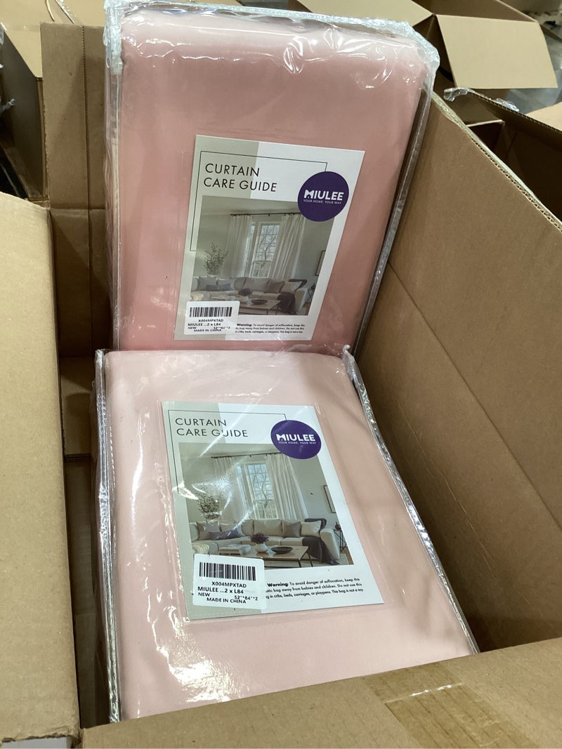 Condition photo showing New/Like New for miulee baby pink velvet curtains 84 inches 2 panels - luxury room darkening window drapes for bedroom living room thermal insulated super soft blackout, back tab rod pocket pinch pleated, w52 x l84 baby pink 52\"w x 84\"l (pack of 2)