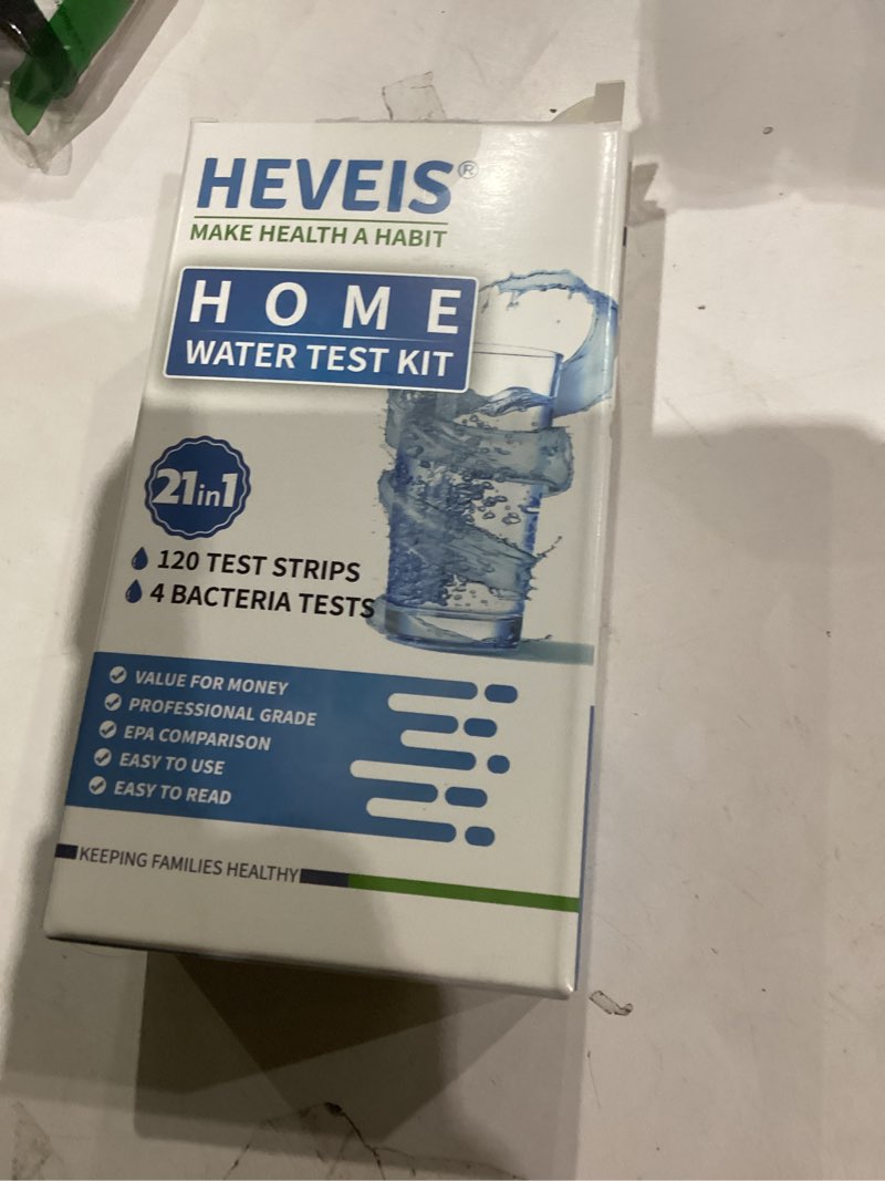 Condition photo showing As Is for 21-in-1 Home Drinking Water Testing Kit - 120 Strips + 4 Bacteria Tests - Tap and Well Water Test Kit, Easy to Test and Read for Hardness, Lead, Iron, Fluoride, pH, Copper, Bacteria and More Blue