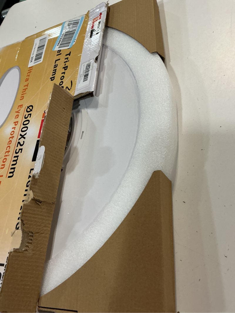 Condition photo showing Good Condition for 20 inch large led flush mount ceiling light, 40w,4350lm, 3000k/4000k/6000k cct selectable,0.98inch super slim low profile round flat panel light for bedroom,kitchen,hallway(white) white noremote-20inch-1pk