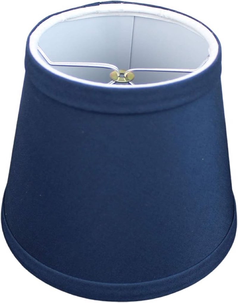 FenchelShades.com Lampshade 4" Top Diameter x 5" Bottom Diameter x 6" Slant Height with Clip-On Attachment for Standard Edison-Style Lightbulb (Linen Navy Blue)