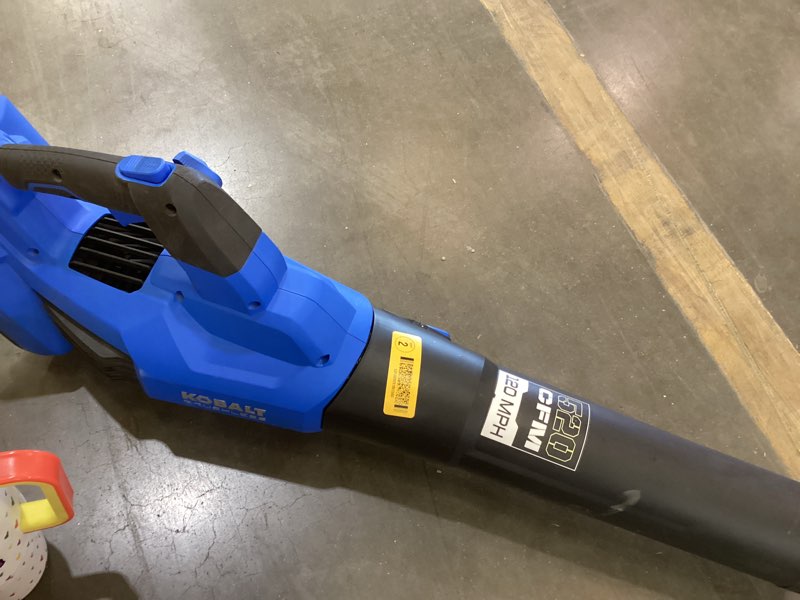 Condition photo showing As Is for kobalt gen4 40-volt 520-cfm 120-mph battery handheld leaf blower 4.0 ah battery included charger included