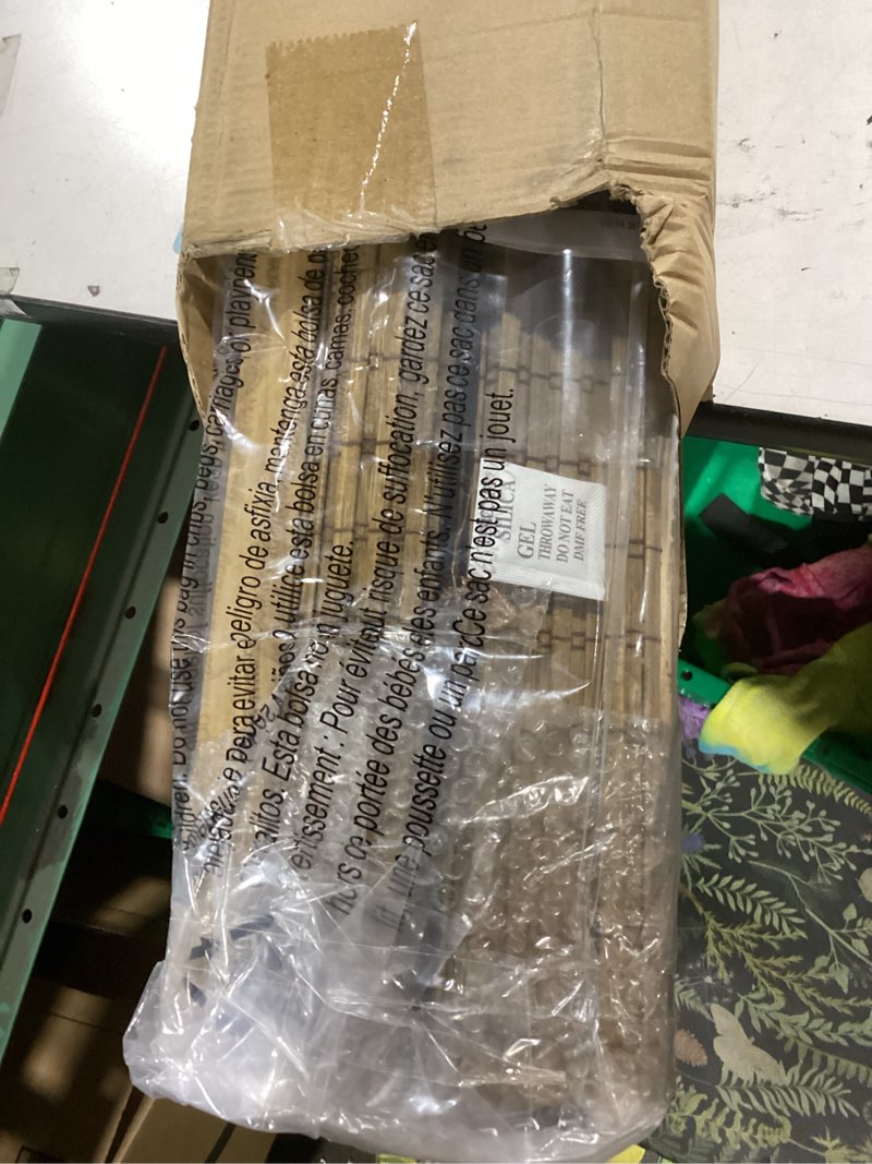 Condition photo showing Good Condition for lazblinds no tools no drill cordless bamboo roman shades, light filtering window treatment, roll up bamboo blinds for windows 23'' w x 48'' h, eastfield teak light filtering-eastfield teak 23" w x 48" h