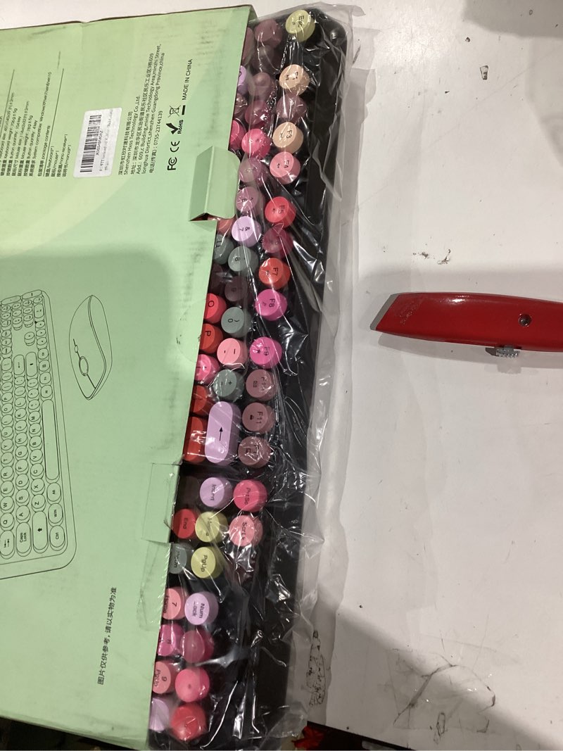 Condition photo showing Good Condition for FOPETT Keyboard and Mouse Sets, Wireless, Reliable 2.4 GHz Connectivity for PC,Laptop,Smart TV and More (Black Colorful) V2020 Black Colorful