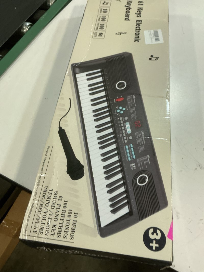 Condition photo showing New/Like New for 61 keys piano keyboard, electronic digital piano with built-in speaker microphone, portable keyboard gift teaching for beginners, electric piano for kids, birthday gift for children black