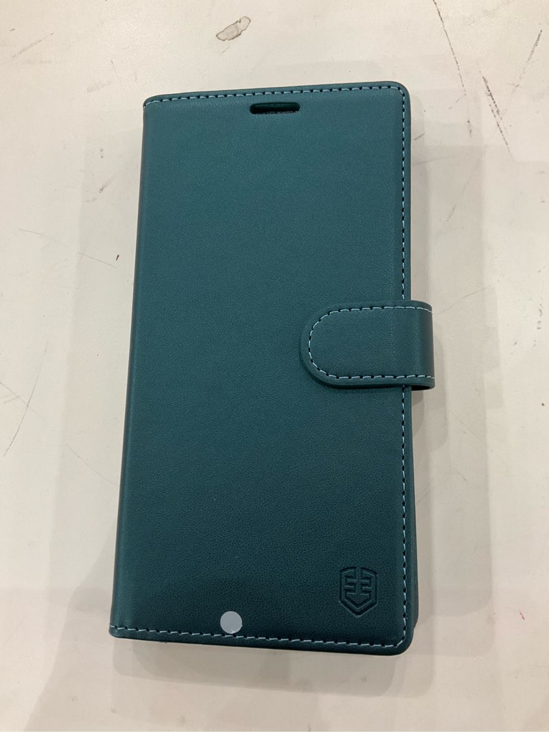 Condition photo showing New/Like New for Wallet Case for Samsung Galaxy S24 Ultra, RFID Blocking Credit Card Holder, PU Leather Folio Flip Kickstand Protective Shockproof Cover for S24 Ultra (Blue-Green, for S24 Ultra - 6.8") for S24 Ultra - 6.8" Blue-Green