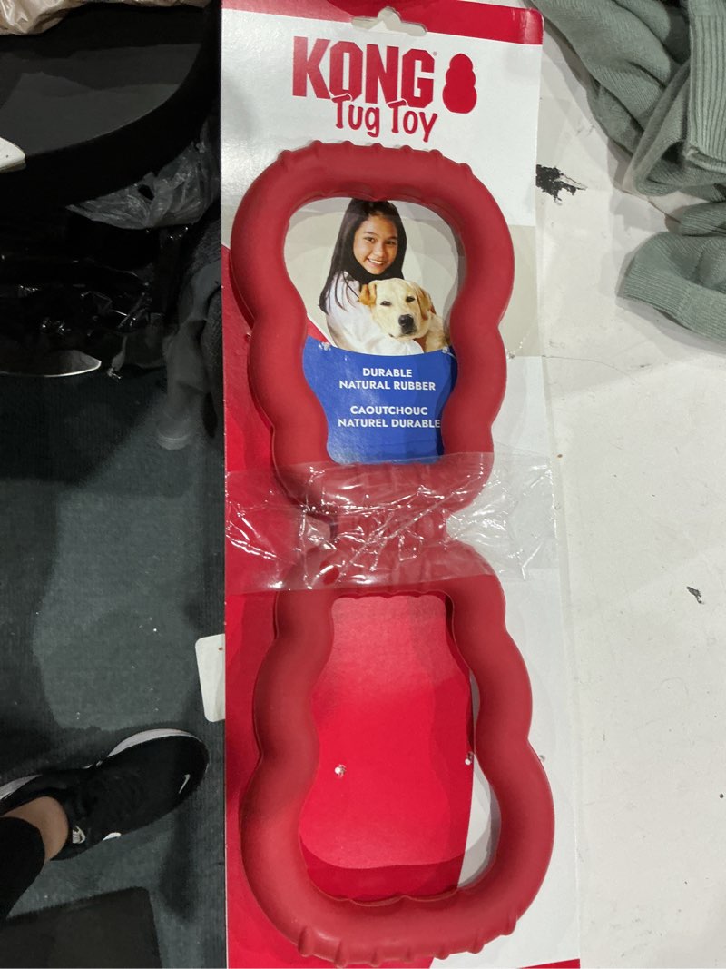 Condition photo showing Good Condition for kong durable natural rubber tug dog toy with grips, red