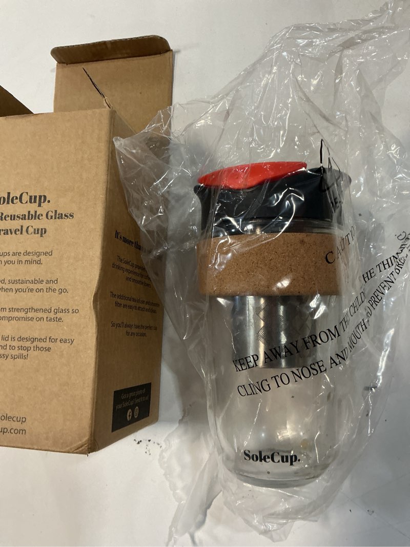 Condition photo showing Good Condition for SoleCup. Large Travel Mug Loose Tea Infuser - Detachable Tea Strainer with Spill Proof Lid - 18oz/53
