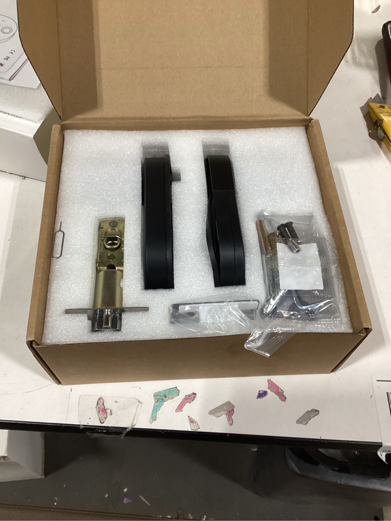 Condition photo showing Good Condition for Similar product not like stock photo Smart Door Handle Lock with Keypad: Yamiry Fingerprint Smart Knob - Keyless Entry Digital Lock for Front Door - Deadbolt with APP - Generate Passcode Remotely - DIY Installation