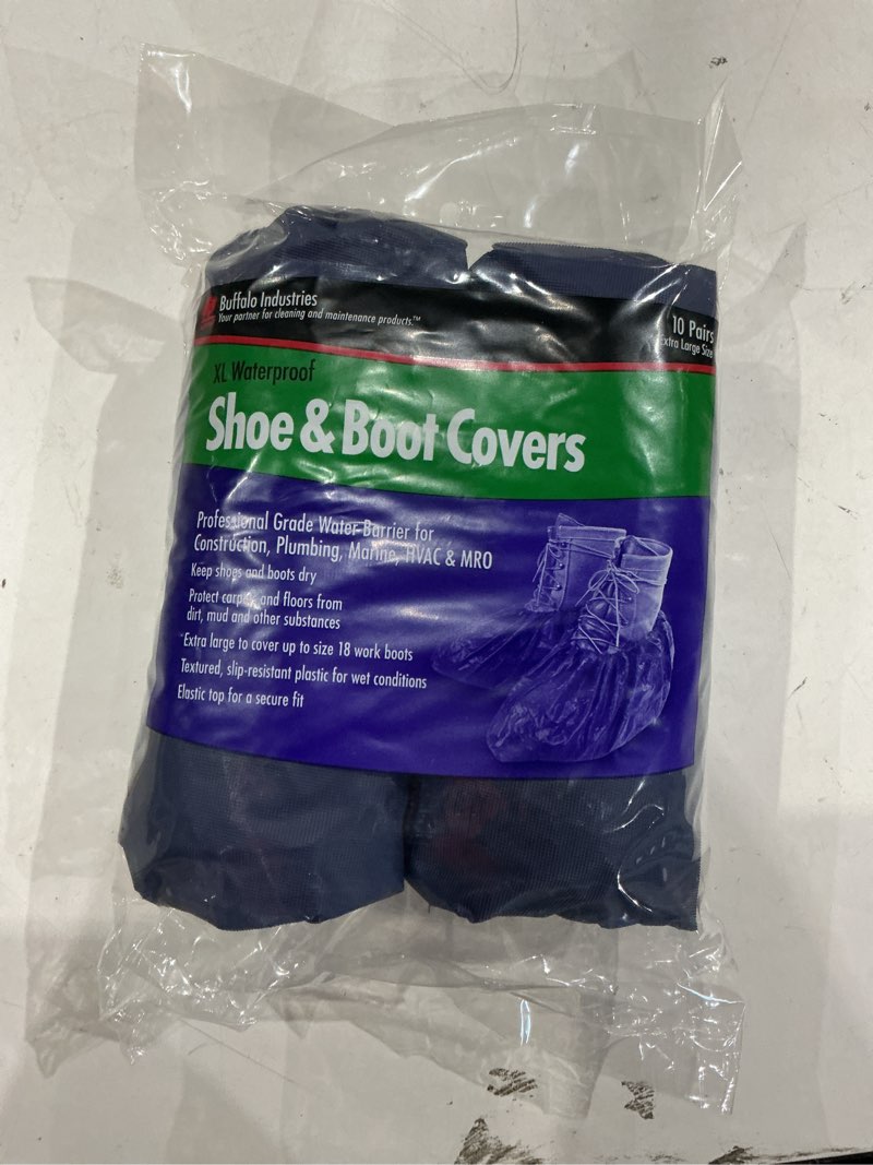 Condition photo showing New/Like New for buffalo industries 10-pack polypropylene shoe covers