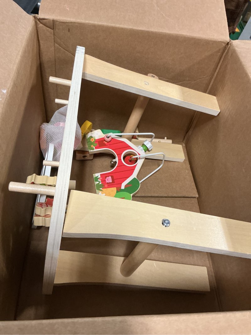 Condition photo showing As Is for Activity Table for 1 Year Old, Baby Wooden Sensory Table with Bead Maze Shape Sorter Train Track for Toddler, Farm Montessori Toy Activity Center Educational Learning Toys for Kids 12+ Months