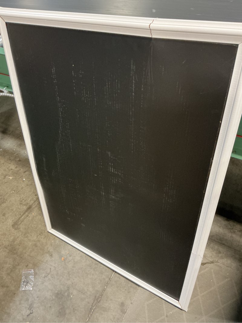 Condition photo showing As Is for u brands magnetic chalkboard for walls, 30" x 40", white wood style frame, large magnetic board, premium matte surface 30"w x 40"h chalkboard