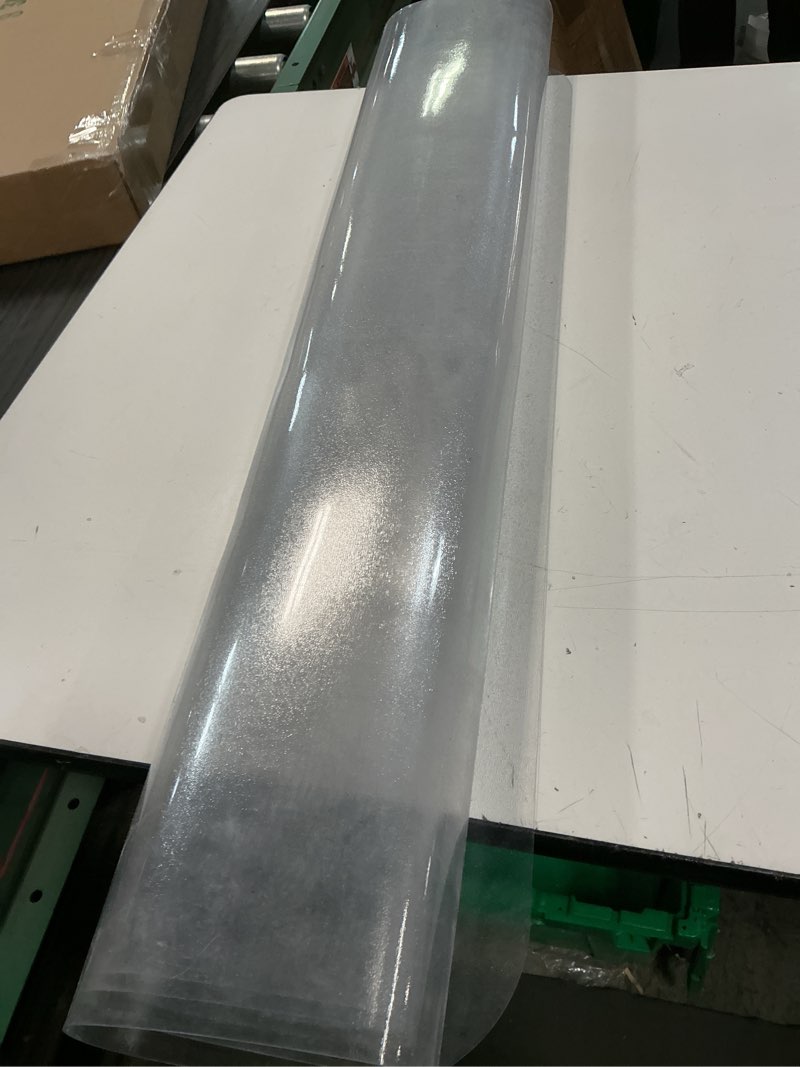Condition photo showing As Is for Crystal Clear Plastic Table Cover Protector with Lace Pattern, Waterproof Easy Flat PVC Desk Pad Mat, 1.5mm Thick Rectangle Vinyl Table Top Protector for Dining Room Table, Office, Dresser (36\\\" x 46\\\") Clear 36\\\" x 46\\\" (Rectangular)