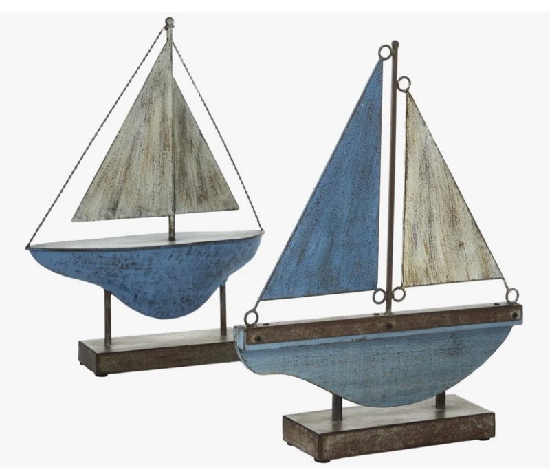 Coastal Sail Boat Sculpture (Set of 2)