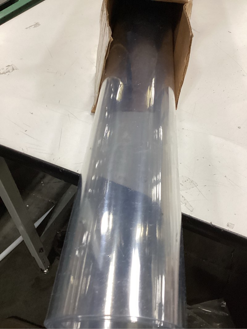 Condition photo showing As Is for NECAUX Custom Multi-Size 1.5mm Thick Clear PVC Table Cover Protector - 24 x 60 Inch Water Resistant Plastic Rectangular Vinyl Non-Slip Desk Pad for 5 Foot Coffee Table/Writing Desk 24" x 60" Clear 1.5mm