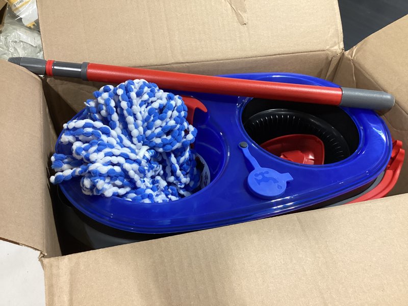 Condition photo showing New/Like New for o-cedar rinseclean spin mop & bucket system | clean with clean water | removes 99% of bacteria