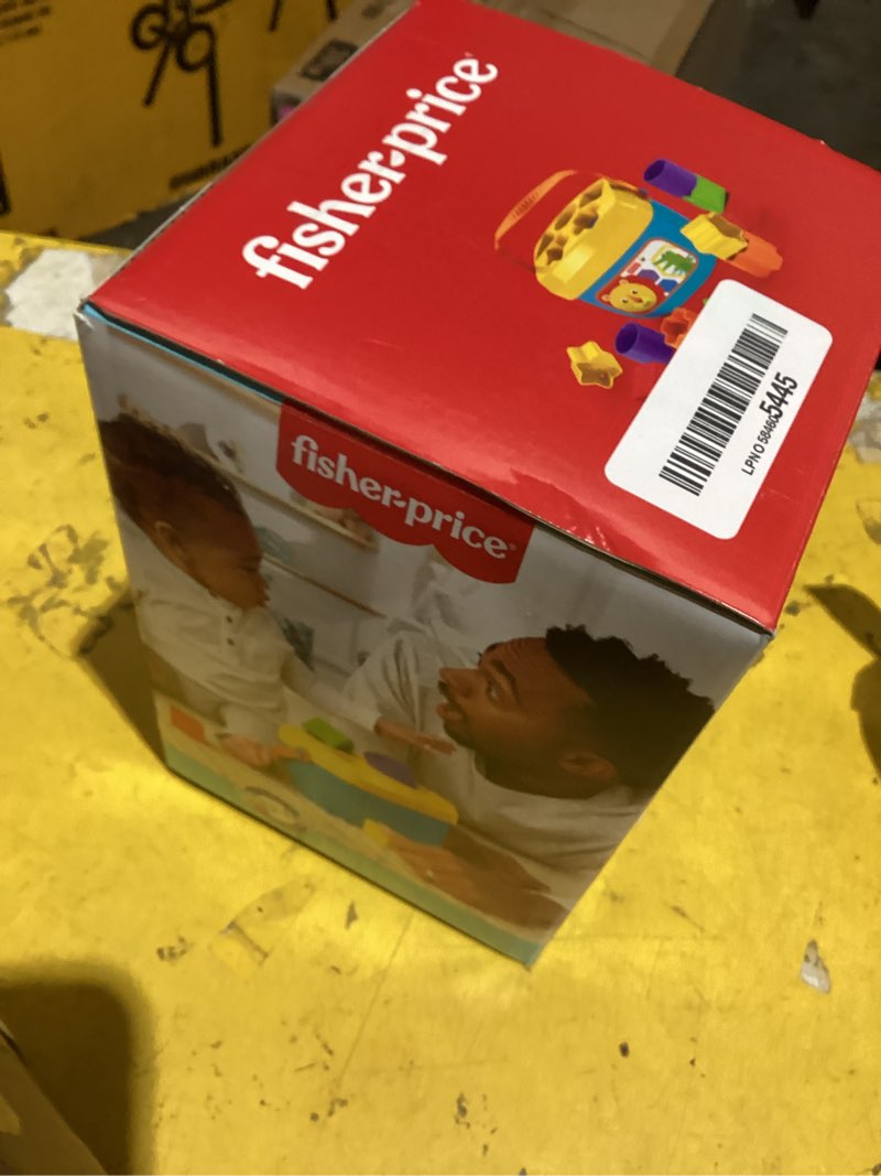 Condition photo showing As Is for fisher-price stacking toy baby's first blocks set of 10 shapes for sorting play for infants ages 6+ months classic lion blocks