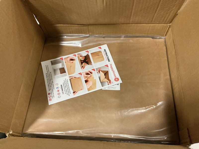 Condition photo showing New/Like New for Happyhiram 10-Pack Large Gable Boxes Brown - 9x6x6 Inch Sturdy Kraft Paper Containers for Gifts, Box Lunches, Cookies, and Birthday Wedding, Welcome Boxes Easy to Assemble with Handles