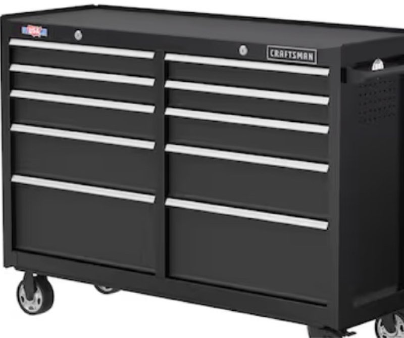 craftsman 2000 series 52-in w x 38.05-in h 10 -drawer steel rolling tool cabinet ( black )