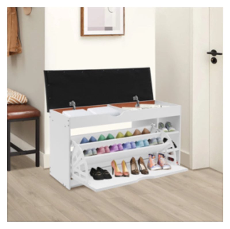 Shoe Storage Bench With Seat(Warm White)