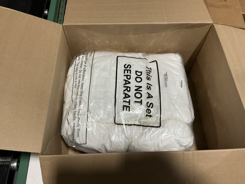 Condition photo showing Good Condition for 9 pieces spandex table skirts for rectangle tables 6ft wrinkle resistant ruffle tablecloths white stretch table cover for wedding party trade shows banquets restaurant, 72 x 30 x 29 inch