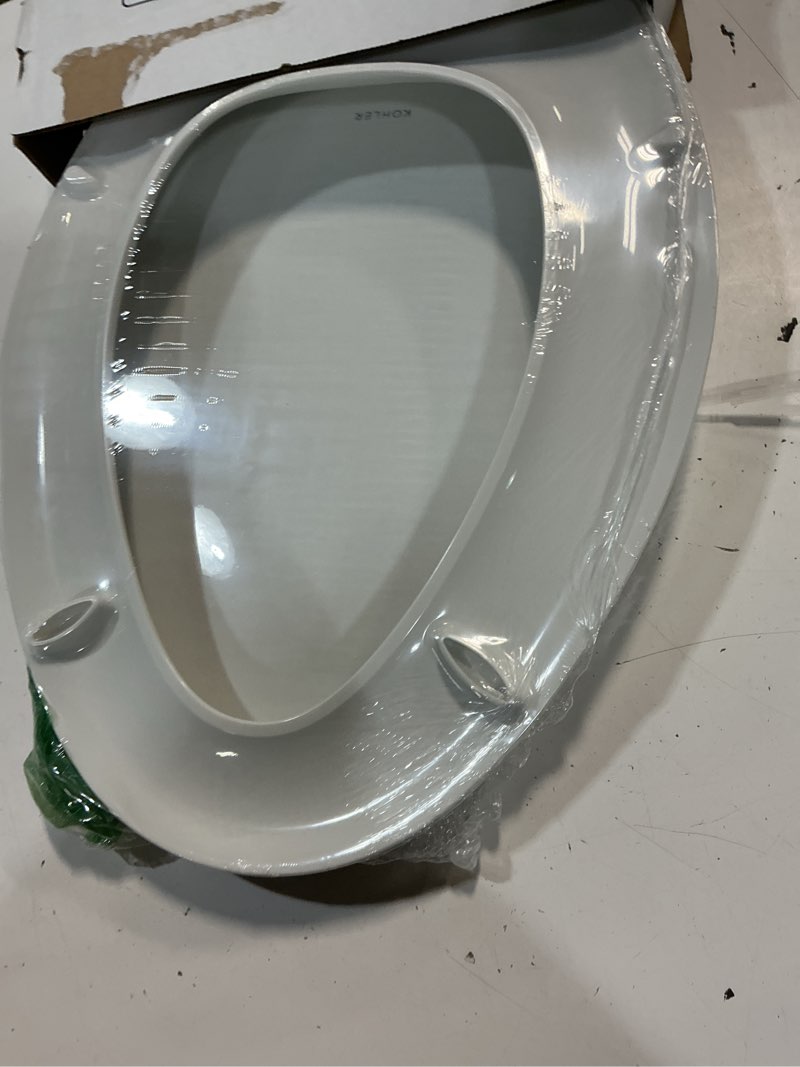 Condition photo showing New/Like New for kohler 4636-rl-0 cachet readylatch elongated toilet seat slow close, soft close toilet seat quiet lid, contoured grip-tight bumpers installation hardware, apartment essentials, white white elongated ready latch