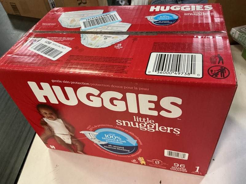Condition photo showing New/Like New for huggies size 1 diapers, little snugglers baby diapers, size 1 (8-14 lbs), 96 count, packaging may vary size 1 96