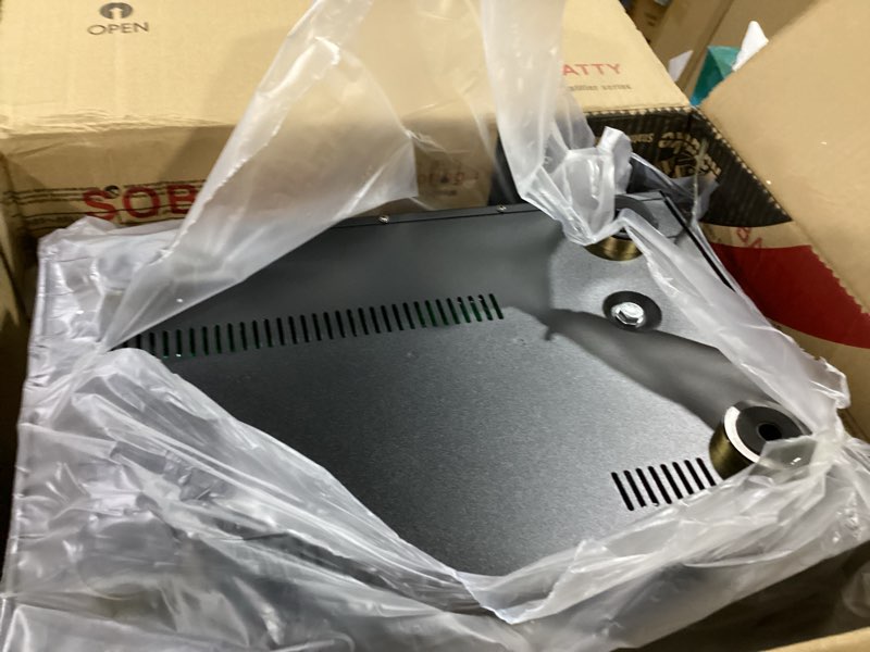 Condition photo showing As Is for stereo receivers home audio amplifier 2.1 channels subwoofer output with bluetooth 5.0, usb,2 mic-in, echo, rca, coaxial input,for home, karaoke,theater speakers