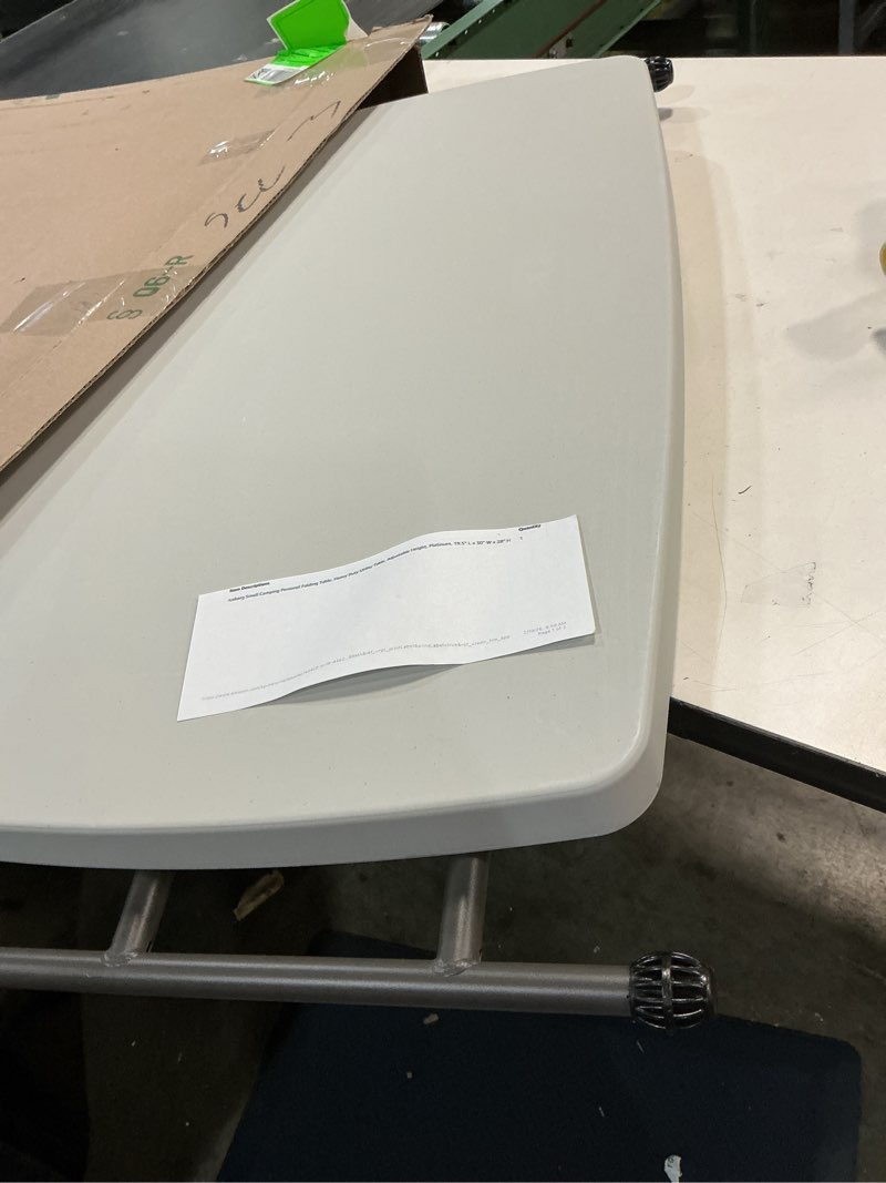 Condition photo showing Good Condition for Iceberg Small Camping Personal Folding Table, Heavy Duty Utility Table, Adjustable Height, Platinum, 19.5” L x 30” W x 28" H Platinum Table