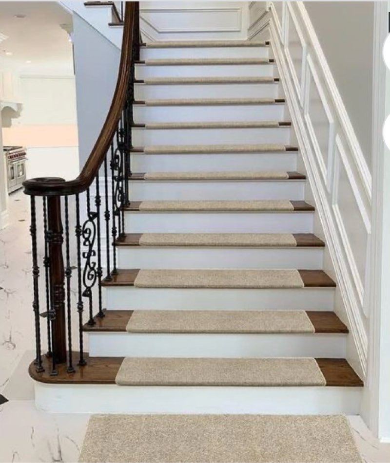 14 pieces bullnose carpet stair treads set36inch x24 inch cream gray