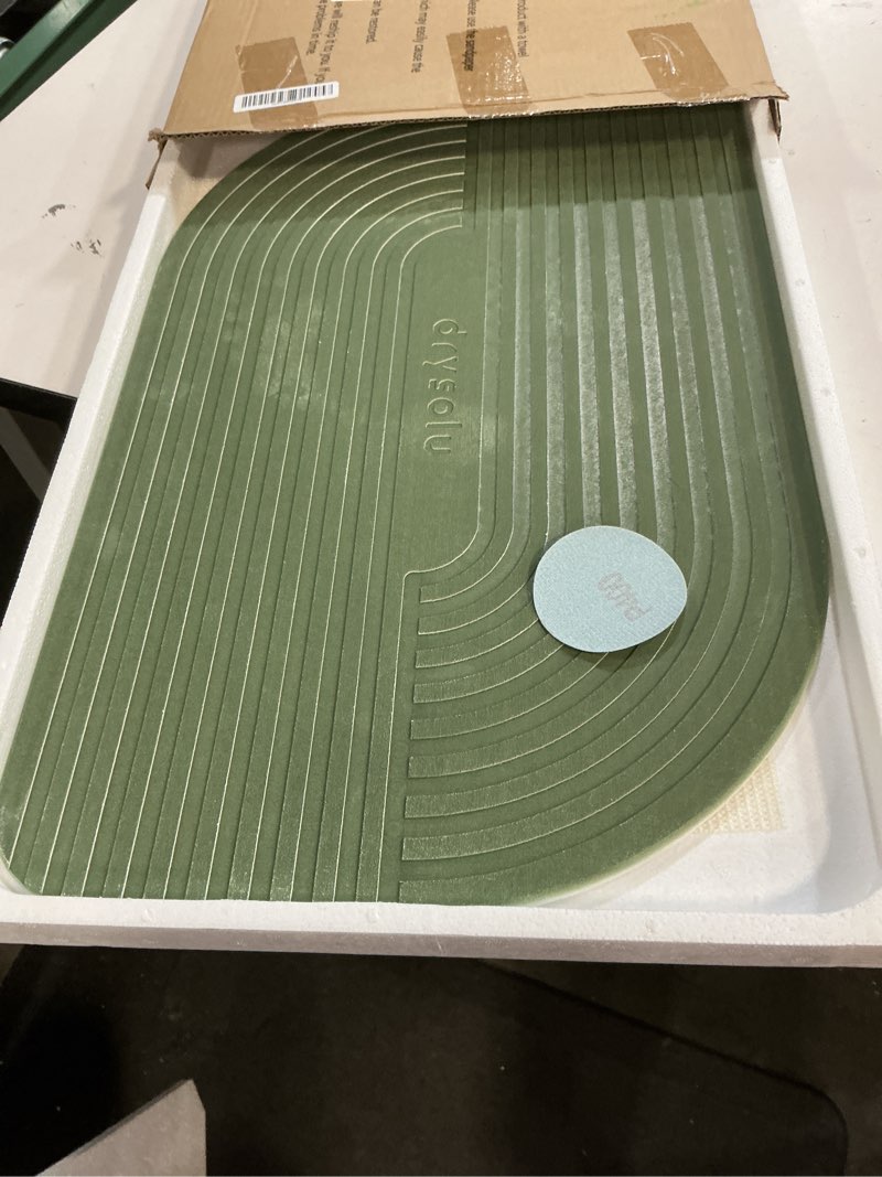 Condition photo showing Good Condition for stone bath mat diatomaceous earth bath mat stone shower mat fast water drying ultra absorbent pad diatomite mat,non-slip mat for bathroom,kitchen,pet,15.35x23.62in,hard,drak green,1-pack dark green-wabi-sabi