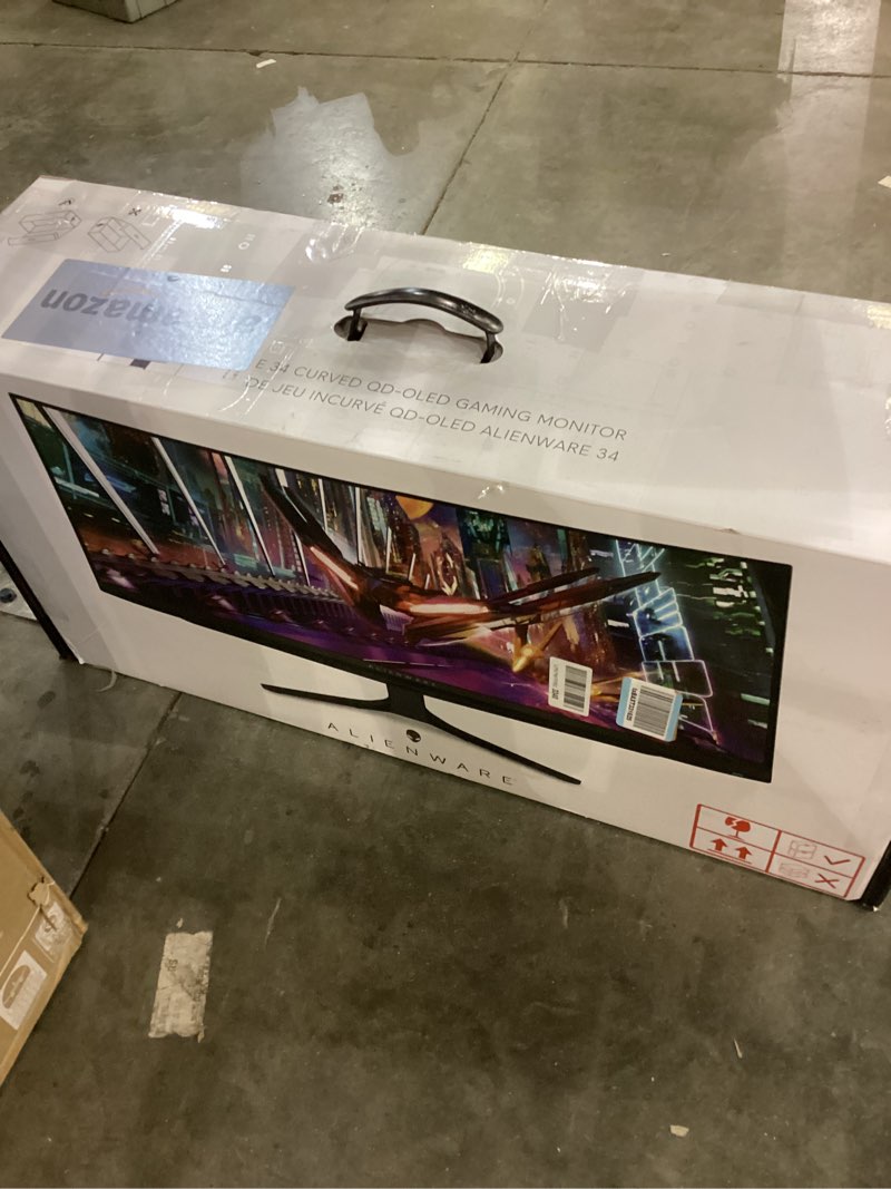 Condition photo showing As Is for Alienware AW3423DWF Curved QD-OLED Gaming Monitor - 34-inch Quantum Dot OLED 0.1Ms 165Hz 21:9 Curved Display, 99.3% DCI-P3 Color Gamut, VESA DisplayHDR True Black 400, AMD FreeSync Premium Pro - Black