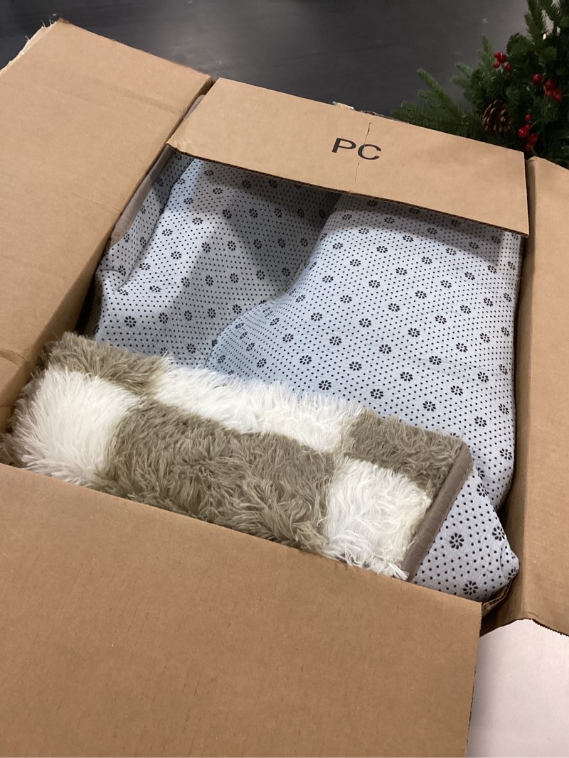 Condition photo showing As Is for Super Soft Rug for Bedroom, 8x10 Ft Beige and White Area Rug Classic Checkered Shaggy Anti-Skid High Pile Soft Fluffy Rug Fuzzy Carpet for Living Room Bedroom Kids Room Nursery, Dorm Home Decor Beige and White 10' x 8' (Rectangular)