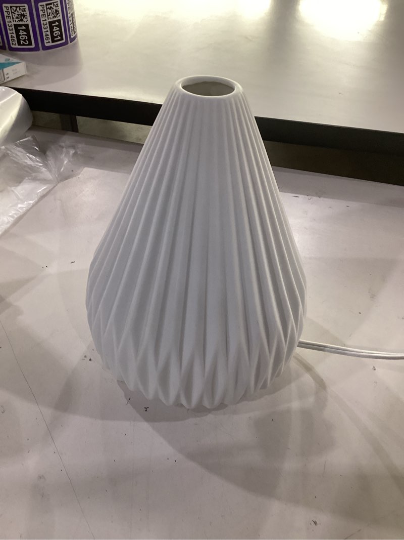 Condition photo showing Good Condition for rondure 9.1" modern ceramic table lamp, modern bedside lamps for bedroom, living room and nightstand, white translucent ceramic shade, warm ambient lighting, home decor ariadne