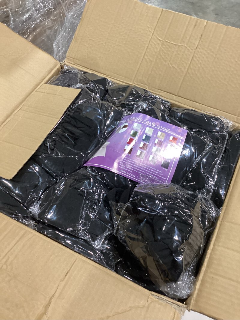 Condition photo showing Good Condition for welmatch black spandex folding chair covers - 50 pcs special events wedding party decoration stretch elastic chair covers (black, 50) black 2 50