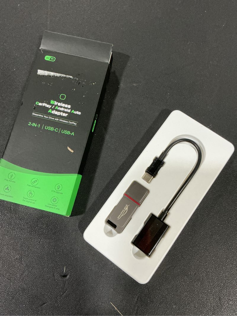 Condition photo showing New/Like New for Aceele 2-in-1 Wireless CarPlay & Android Auto Adapter, 2025 Upgrade Apple CarPlay Dongle Converts Wired to Wireless, Mini Size with USB to USB-C Adapter, Auto-Reconnect?, Stable Control & No Delay 2 in 1 Wireless CarPlay Adapter
