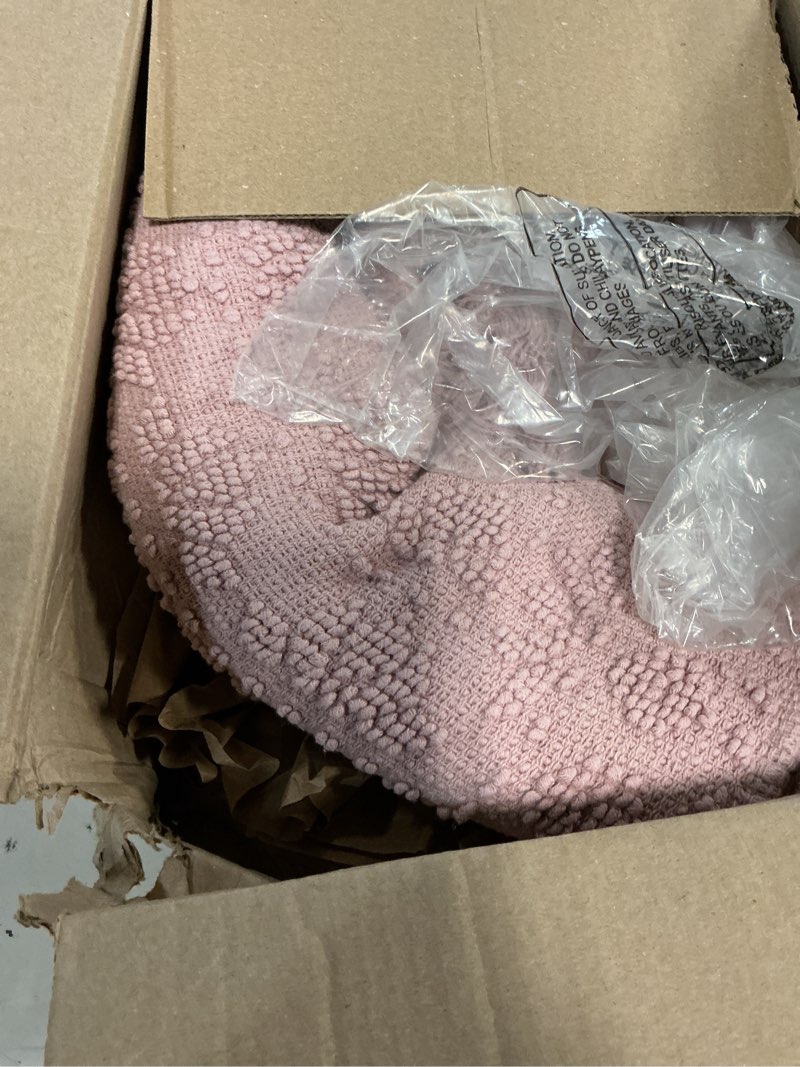 Condition photo showing Good Condition for french connection nellore bath rugs, woven and beaded bath mats, durable and thick bath mats for bathroom and shower rugs, 26" x 49", dusty pink dusty pink 2'2" x 4'1" (rectangular)