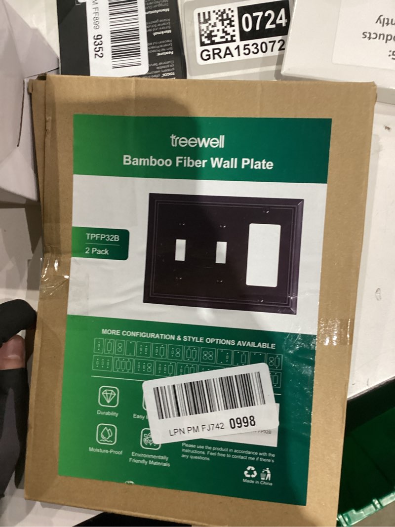 2-Pack Combo Double Toggle/Decorator Outlet Cover Plate, Black Decorative Switch Plates and Outlet Covers, Durable Natural Bamboo Fiber Wall Plates for Electrical Outlets, Receptacle, GFCI Outlet 2 Toggle/1 Decorator 2PK Matte Black