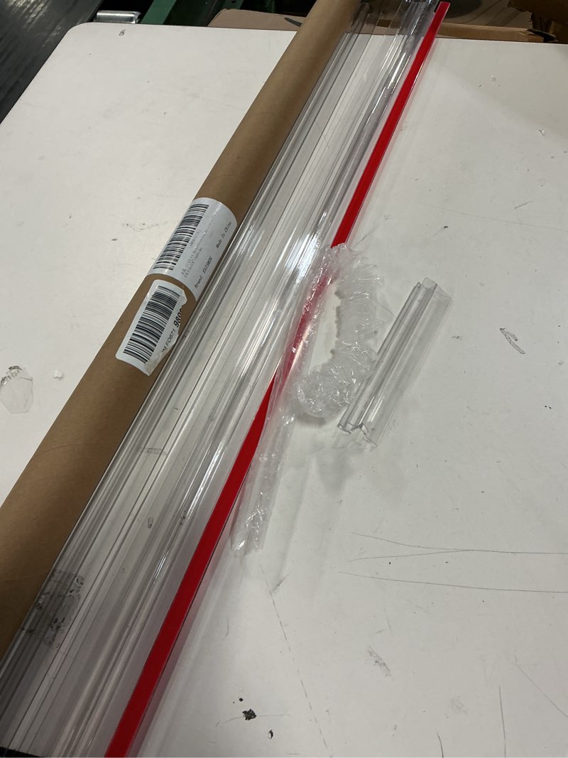 Condition photo showing Good Condition for Shower Threshold Water Dam Shower Water Guard - 39 Inch Flexible Collapsible Waterproof Adjustable Bathroom Seal Strip, Self-Adhesive Shower Door Bottom Guard for Bathtub, Tile & Floor 39 inches Transparent