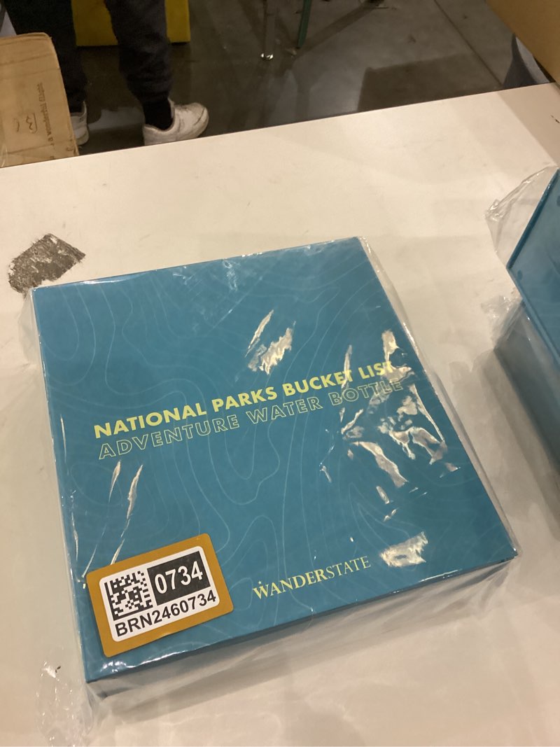 WANDERSTATE National Parks Water Bottle with 63 Waterproof Stickers - Gift-Ready Packaging + 2 Lids 